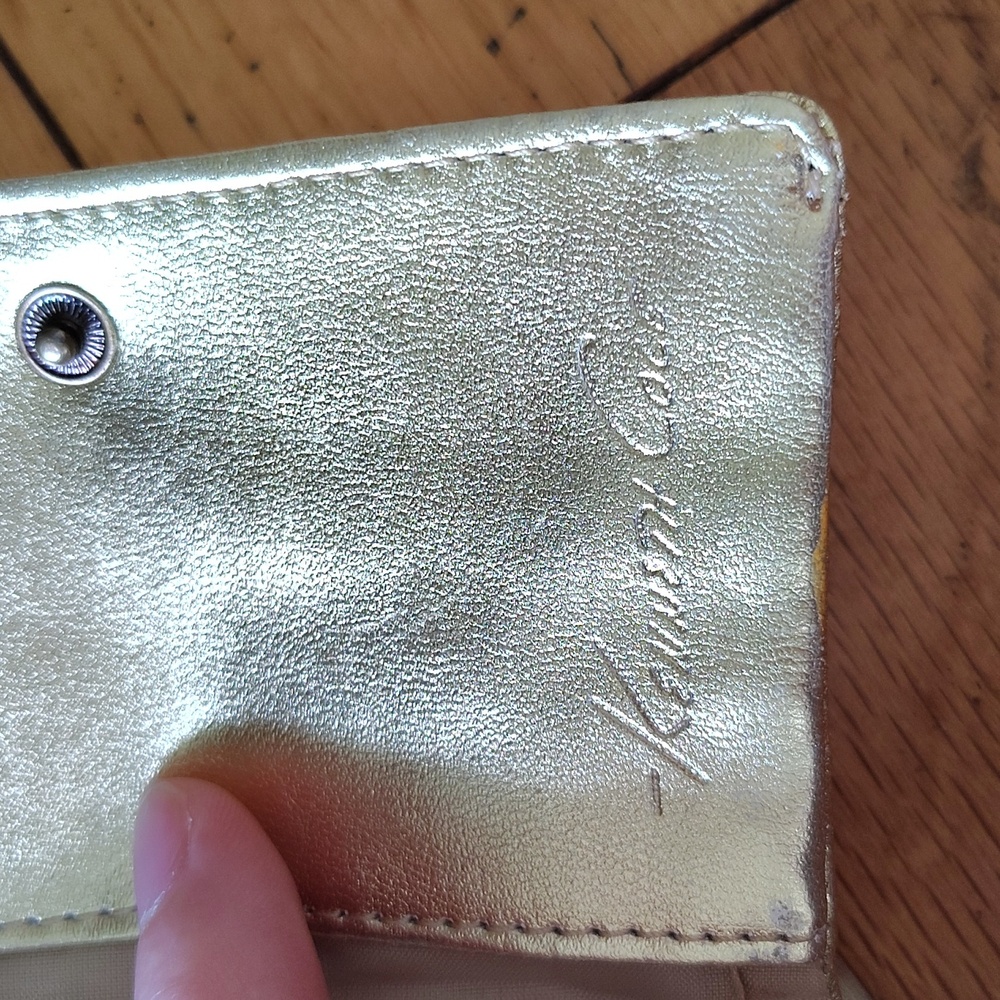 Kenneth Cole Gold Leather Zip Wallet - Picture 6 of 12